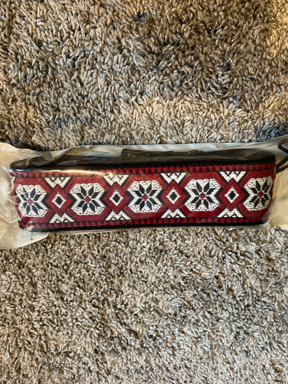 Unbranded 1970s Ace Style Guitar Strap - Red White Black Boho Hippie